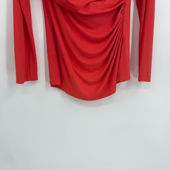 St. John Couture Surplice Drape Neck Long Sleeve Blouse Shirt Top Orange Size 8 - Picture 3 of 9